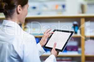 Pharmacist using digital tablet