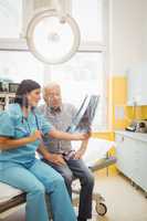 Female doctor discussing x-ray with patient