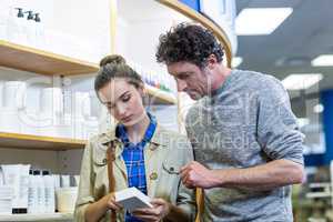 Couple checking medicines