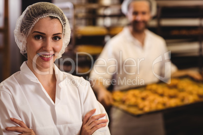 Portrait of female baker smiling