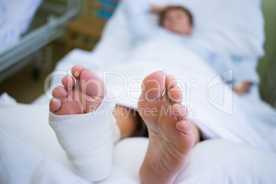 Patient with broken leg in a plaster cast