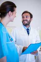 Doctor interacting with nurse