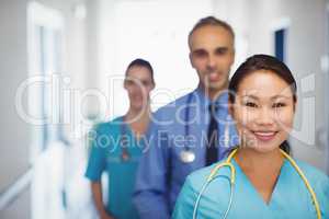 Portrait smiling doctor and nurses