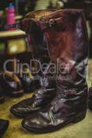 Pair of long leather boots