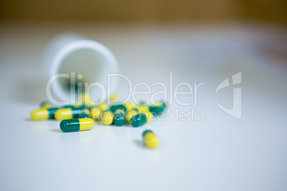 Capsules spilled on table