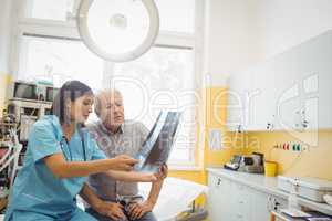 Female doctor discussing x-ray with patient