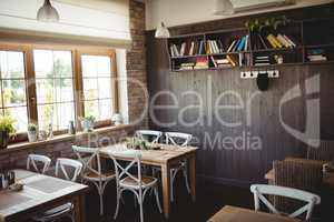 Chairs and tables in bakery shop