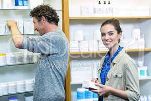 Couple checking medicines