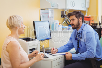 Patient consulting a doctor