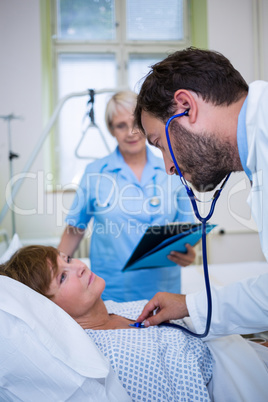 Doctor examining a patient with a stethoscope