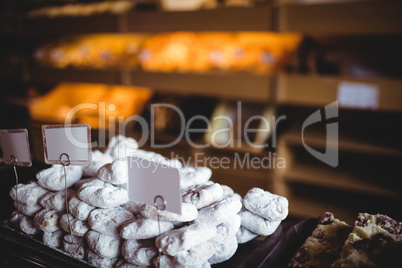 Close-up of sweet foods in bakery shop