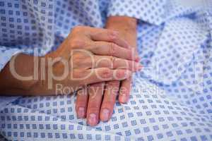 Close-up of senior patients hands