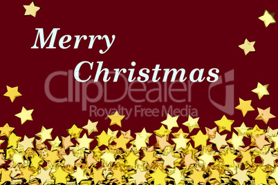 Christmas card with background and many gold stars, 3d illustration