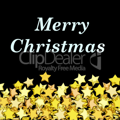 Christmas card with background and many gold stars, 3d illustration