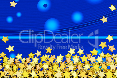 Background with many golden stars, 3d-illustration