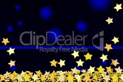 Background with many golden stars, 3d-illustration