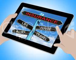 Insurance Tablet Means Life House Auto And Travel