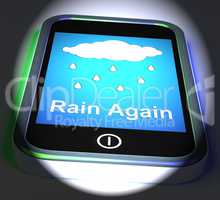 Rain Again On Phone Displays Wet  Miserable Weather