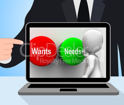 Wants Needs Buttons Displays Materialism Happy Life Balance