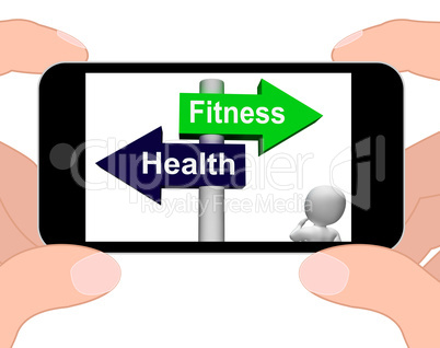 Fitness Health Signpost Displays Healthy Lifestyle