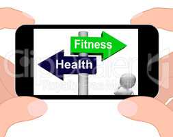 Fitness Health Signpost Displays Healthy Lifestyle