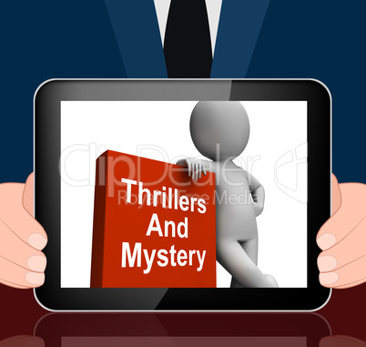 Thrillers And Mystery Book With Character Displays Genre Fiction