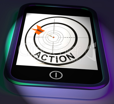 Action Smartphone Displays Acting To Reach Goals