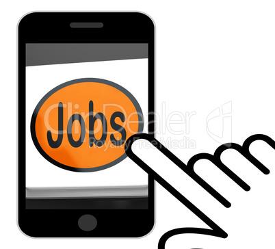 Jobs Button Displays Hiring Recruitment Online Hire Job