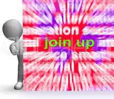Join Up Word Cloud Sign Shows Joining Membership Register