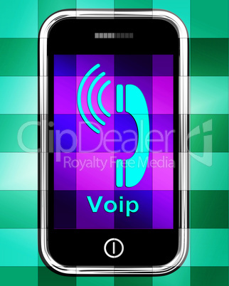 Voip On Phone Displays Voice Over Internet Protocol Or Ip Teleph