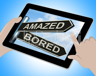 Amazed Bored Tablet Shows Dull And Amazing