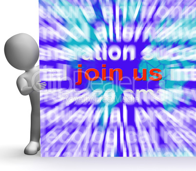 Join Us Word Cloud Sign Shows Joining Membership Register