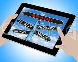 Brand Tablet Shows Loyalty Identity Quality And Trust