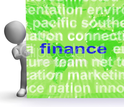 Finance Word Cloud Sign Shows Money Investment