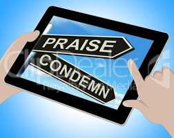 Praise Condemn Tablet Shows Approval Or  Disapproval