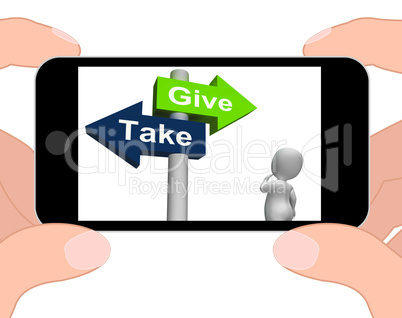 Give Take Signpost Displays Giving and Taking