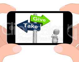 Give Take Signpost Displays Giving and Taking