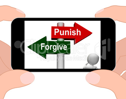 Punish Forgive Signpost Displays Punishment or Forgiveness