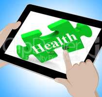 Health Tablet Shows Wellness And Fitness On Web