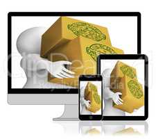 Online Sales Boxes Displays Shopping And Retail On Internet