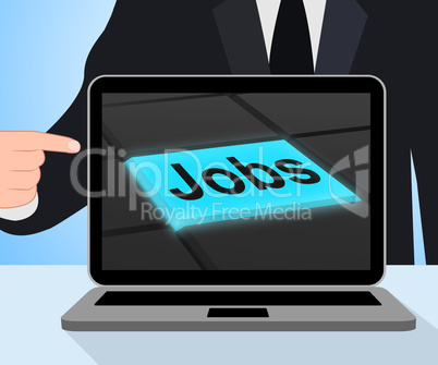 Jobs Button Displays Hiring Recruitment Online Hire Job