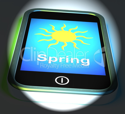 Spring On Phone Displays Springtime Season