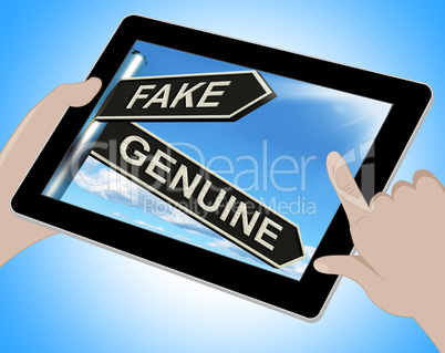 Fake Genuine Tablet Shows Imitation Or Authentic Product
