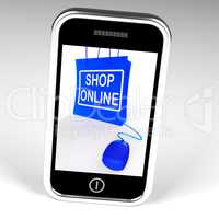 Shop Online Bag Displays Internet Shopping and Buying