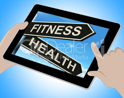 Fitness Health Tablet Shows Work Out And Wellbeing