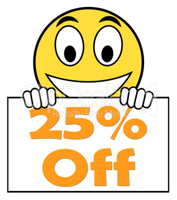 Twenty Five Percent Sign Shows Sale Discount Or 25 Off