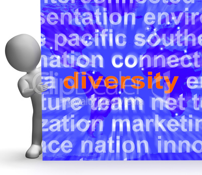 Diversity Word Cloud Sign Shows Multicultural Diverse Culture