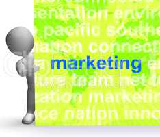 Marketing In Word Cloud Sign Means Market Advertising Sales