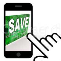 Save Bank Card Displays Savings Account And Money Reserves