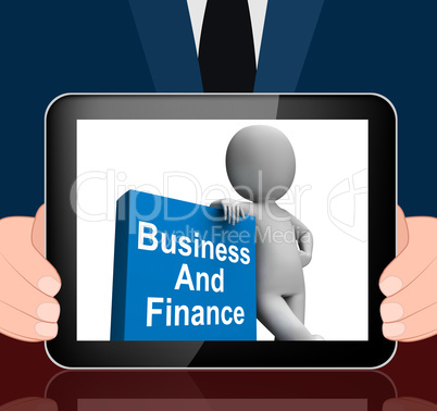 Character With Business And Finance Book Displays Businesses Fin